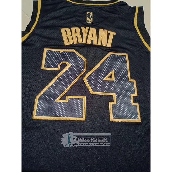 Camiseta Nino Golden Edition Los Angeles Lakers Kobe Bryant NO 24 Negro